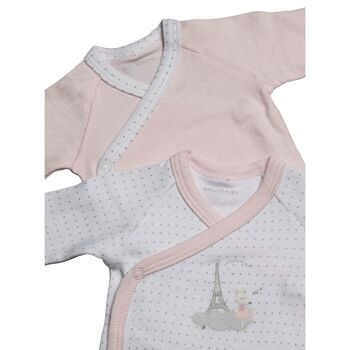 BODIES BLANC/ROSE LOT DE 2 LILIBELLE TAILLE 3 MOIS LILIBELLE 3