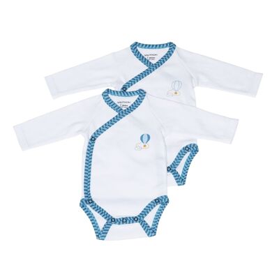 BODIES BLANC/BLEU LOT DE 2 NEW TAILLE 3 MOIS LAZARE