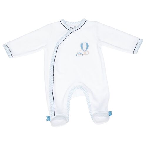 PYJAMA VELOURS BLANC/BLEU CIEL NEW TAILLE NAISSANCE LAZARE