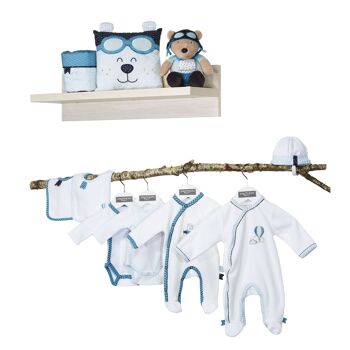 PYJAMA VELOURS BLANC/BLEU CIEL NEW TAILLE 1 MOIS LAZARE 4