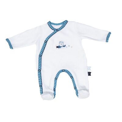 PYJAMA VELOURS BLANC/TURQUOISE NEW TAILLE NAISSANCE LAZARE