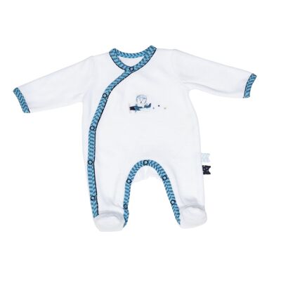 PYJAMA VELOURS BLANC/TURQUOISE NEW TAILLE 3 MOIS LAZARE