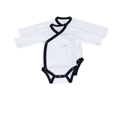 BODYS BLANCO/AZUL SET DE 2 TALLA 1 MES HELLO TEXTIL