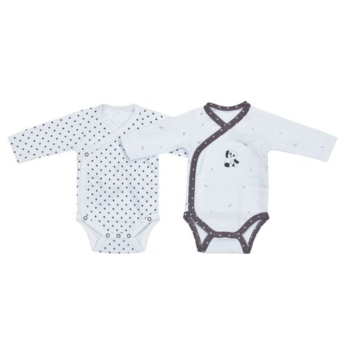 BODIES BLANC/NOIR LOT DE 2 TAILLE NAISSANCE CHAO CHAO