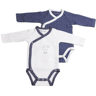 BODYS BLANCO/AZUL SET DE 2 MERLIN TALLA NACIMIENTO MERLIN