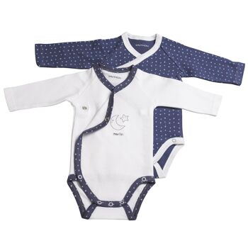 BODIES BLANC/BLEU LOT DE 2 MERLIN TAILLE 1 MOIS MERLIN 2