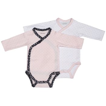 BODIES BLANC/ROSE LOT DE 2 TAILLE 3 MOIS MISS FLEUR DE LUNE 2