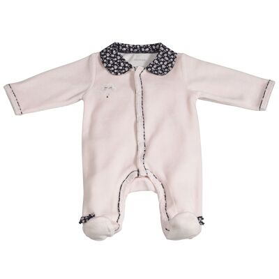 PYJAMA VELOURS ROSE TAILLE NAISSANCE MISS FLEUR DE LUNE