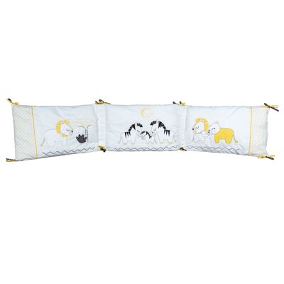 PROTECTOR DE CUNA PLUCHE Y POMPONES