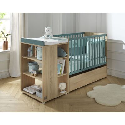 BABY PRICE Armoire chambre bébé 2 portes HAPPY, Hêtre cendré pas