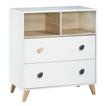 COMMODE 2 TIROIRS ET 2 NICHES GOUTTE BOUTONS GOUTTE OSLO 1