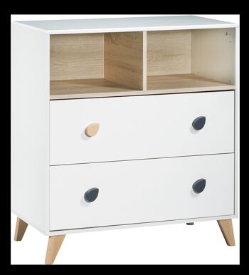 COMMODE 2 TIROIRS ET 2 NICHES GOUTTE BOUTONS GOUTTE OSLO 2