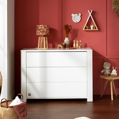 COMMODE 3 TIROIRS SUR MONTANTS LOFT BLANC