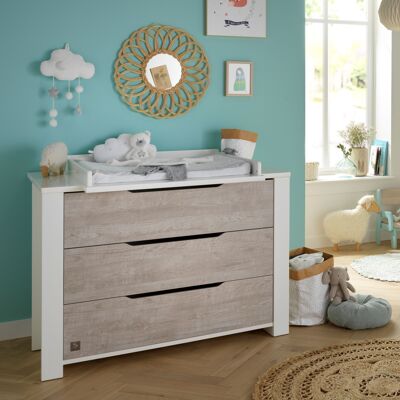 CHEST OF 3 DRAWERS ON LOFT WOODEN UPRIGHT