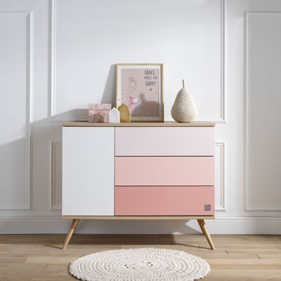 CHEST OF 1 DOOR AND 3 DRAWERS PINK SEVENTIES PINK DRAWERS VERSION