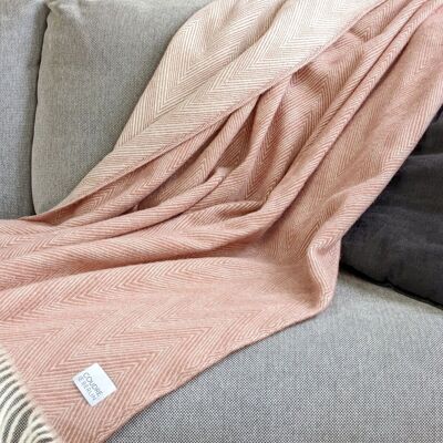 Wool blanket / cuddly blanket fine herringbone rosestone