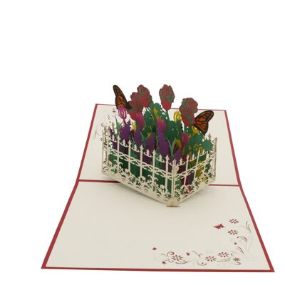 Carte pop-up de jardin de fleurs Carte pliante 3d