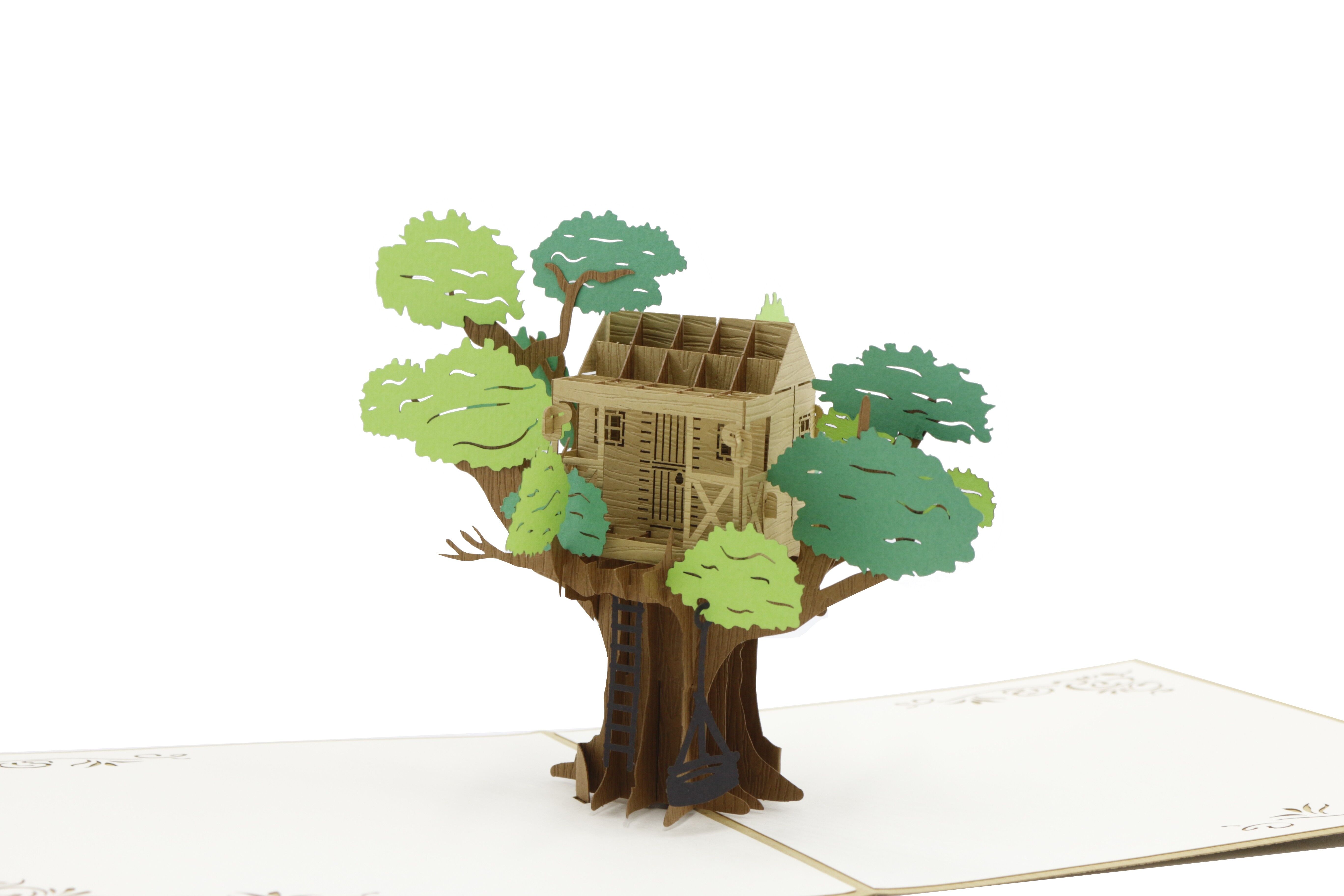 Carta pieghevole 3D con carta pop-up della casa sull'albero