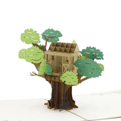 Carta pieghevole 3D con carta pop-up della casa sull'albero