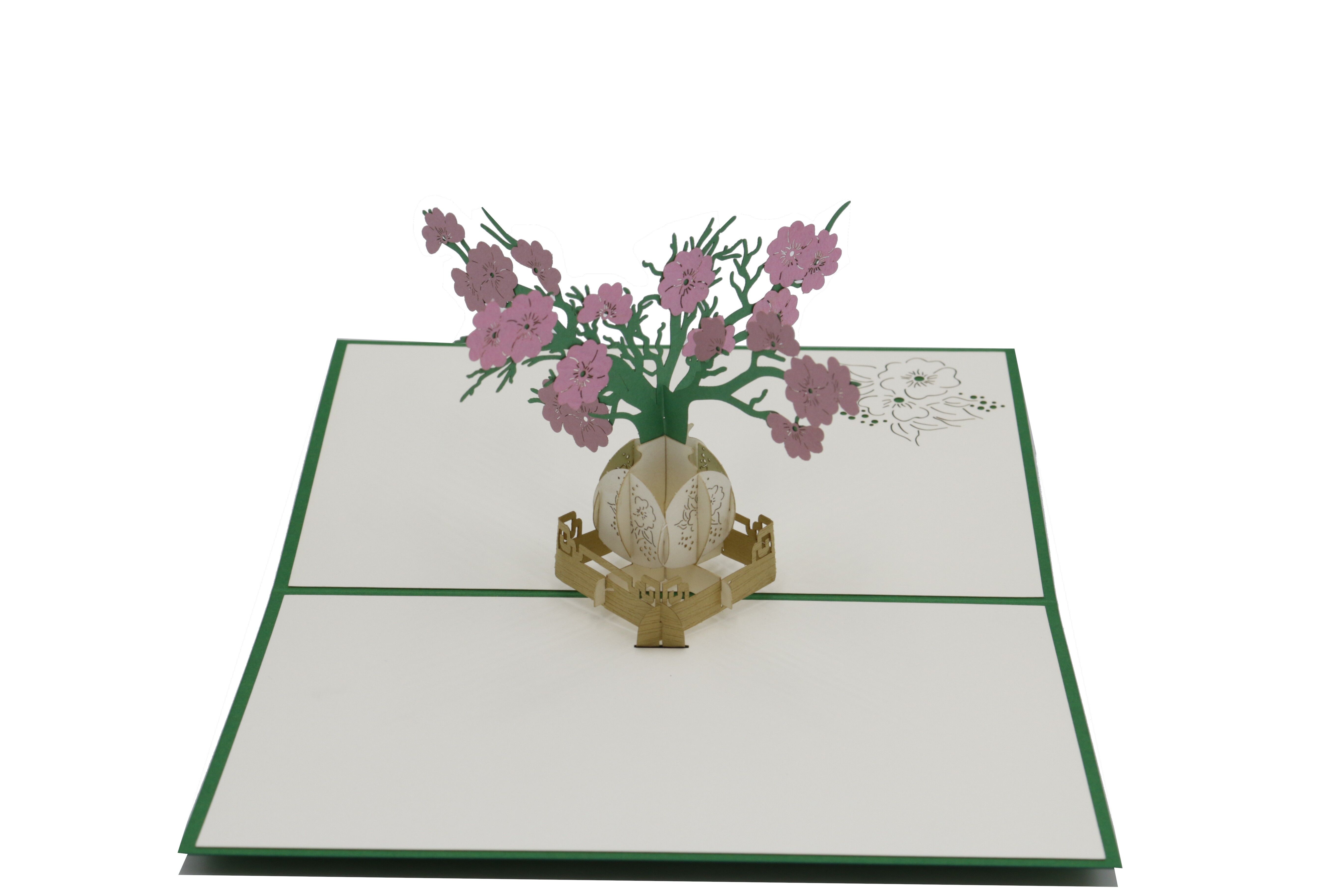 Bouquet of flowers in a vase pop-up card 3d folding card