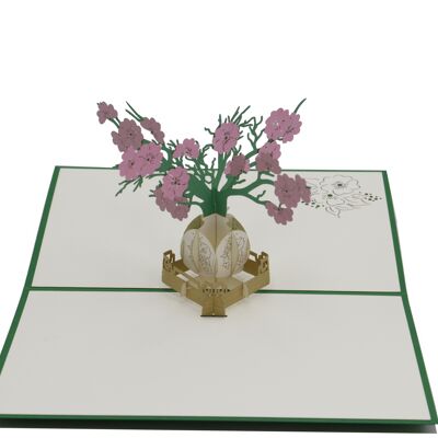 Bouquet of flowers in a vase pop-up card 3d folding card