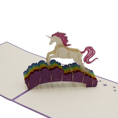 Unicornio pop-up tarjeta 3d tarjeta plegable