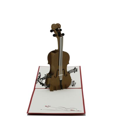 Tarjeta emergente de violín / violonchelo / violín Tarjeta doblada en 3d