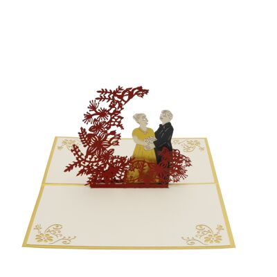 Carte pop-up de mariage doré Carte pliée 3d