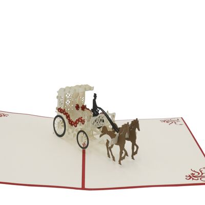 Same sex wedding couple in wedding carriage pop up card 3d folded card