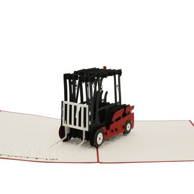 Biglietto pop-up rosso carrello elevatore