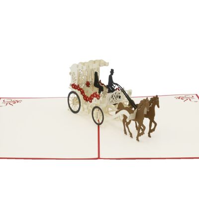 Carte pop-up de chariot de mariage Carte pliante 3d