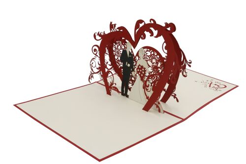 Hochzeitspaar unter dem Blumenbogen Pop-Up-Karte 3d Klappkarte