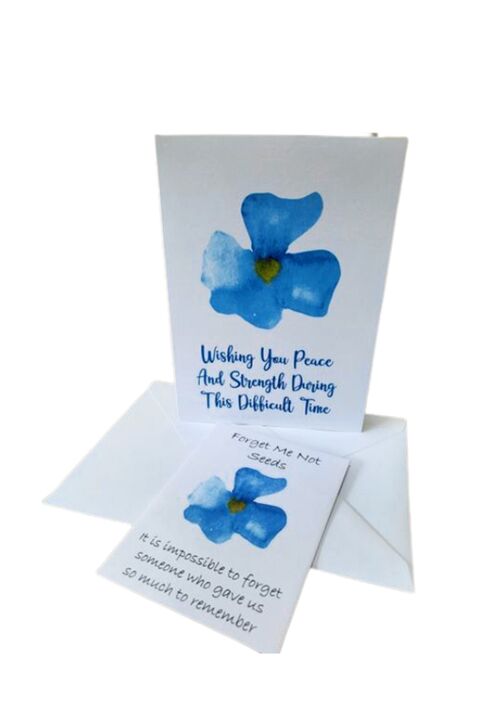 Sympathy Card with Packet of Plantable Forget Me Not Seeds - Thinking Of You - Funeral Memorial
