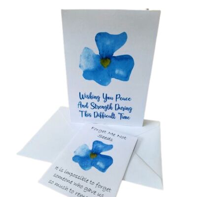 Beileidskarte mit Päckchen pflanzbarer Vergissmeinnicht-Samen – Thinking Of You – Trauerfeier