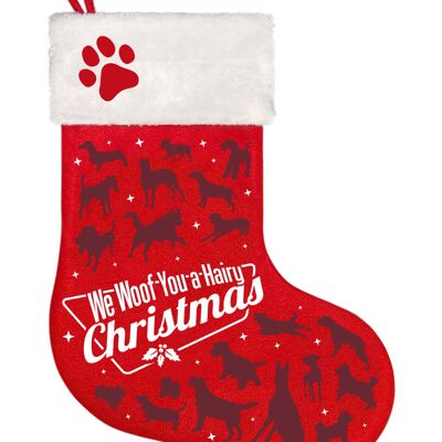 Stocking Woof Hairy Christmas Red