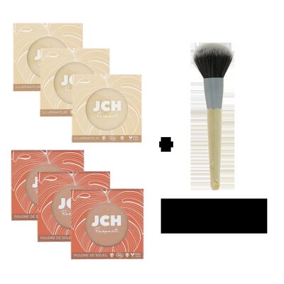 Pack of 3 illuminators & 3 sun powders +1 free brush