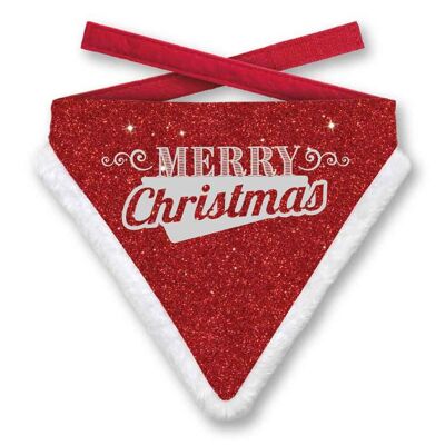 Bandana Xmas L Merry Christmas Glitter Dog Red