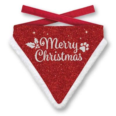 Bandana Xmas M Merry Christmas Glitter Dog Red