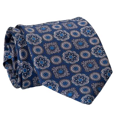 Ravenna - Printed Silk Tie - Royal Blue XL