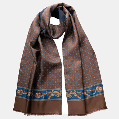 Sondrio - Wool Backed Silk Scarf - Chocolate