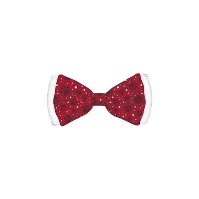 Bow Tie Xmas Satin Red Dog M