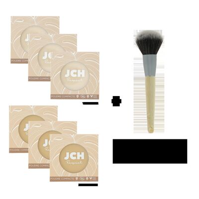 Pack of 6 assorted compact powders + 1 powder brush offered