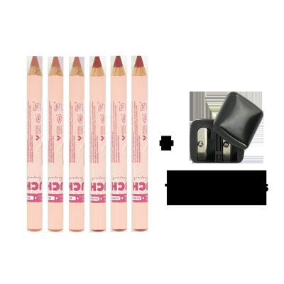 Pack of 6 assorted lipsticks + 1 free pencil sharpener