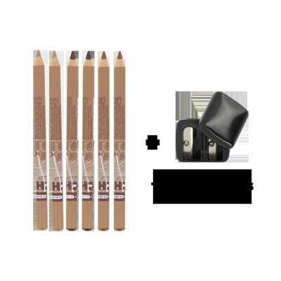 Pack of 6 assorted eyebrow pencils + 1 pencil sharpener offered