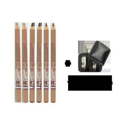 Pack 6 crayon sourcils assortis + 1 taille-crayons offert