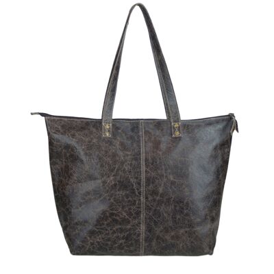 Sunsa bag shoulder bag crinkle effect handbag leather brown