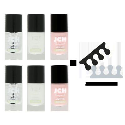 FRENCH Pack: 6 varnishes + 4 toe separators offered