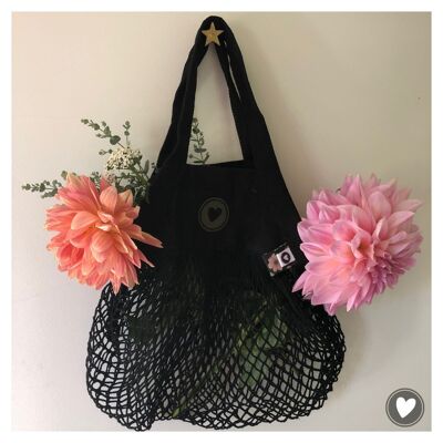 Borsa bohémien - Mini rete nera per la spesa (San Valentino, Festa della nonna, Regalo della nonna)