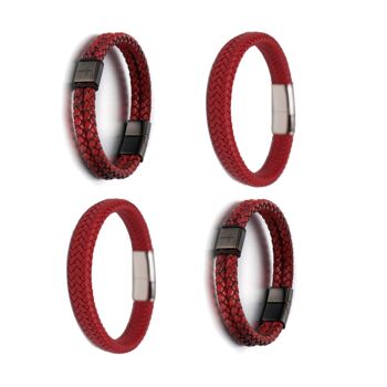 ensemble de bracelets en cuir rouge | acier inoxydable | Paquet de 12 pièces | OFFRIR!! 1