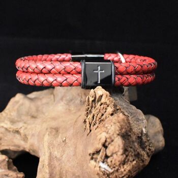 ensemble de bracelets en cuir rouge | acier inoxydable | Paquet de 12 pièces | OFFRIR!! 2
